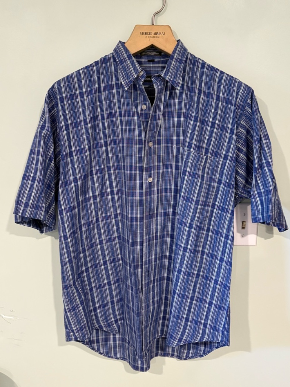 Vintage Christian Dior Monsieur Plaid Short-Sleeve Button-Down Shirt